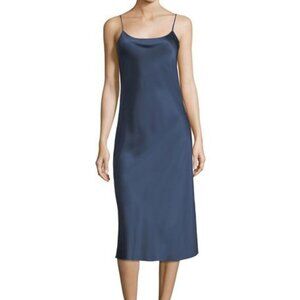 Theory Telson Silk Satin Slip Dress Blue Sz 2